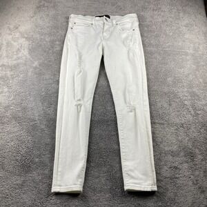 Express Jeans Legging Mid Rise Womens 2 Short White Distressed